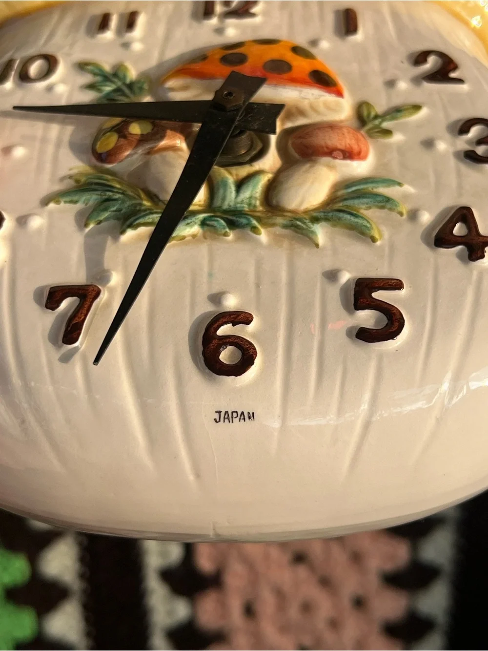 Vintage 1976 Sears Roebuck Japan Ceramic Mushroom Wall Clock